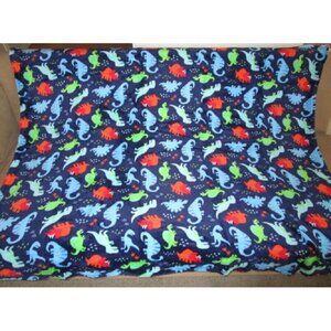 New Reversible Blue Dinosaurs Plush Fleece Throw GIFT Blanket Dinosaur T-Rex NIP